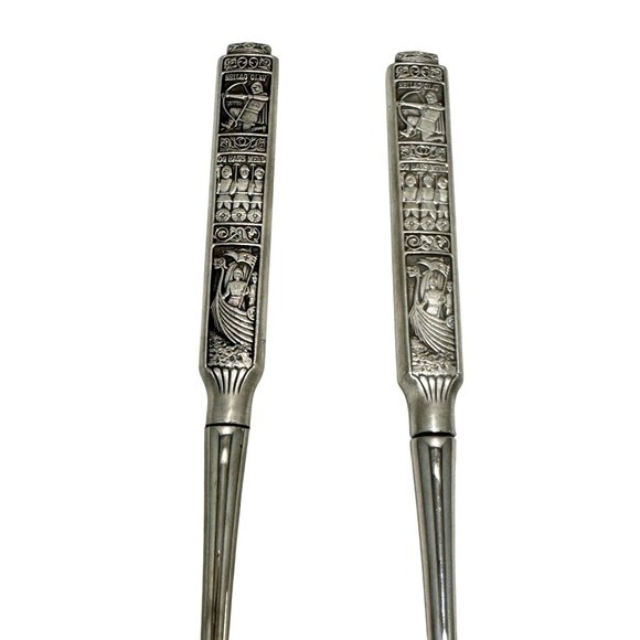 Hardanger KONGE TINN Pewter Norway Viking Norwegian Salad Serving Set - Picture 3 of 6